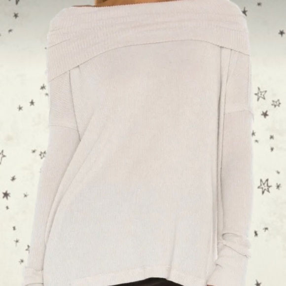 NWOT Free People Cream Ribbed Cowl Neck Oversized Open Back Sweater: Size S - Picture 6 of 6